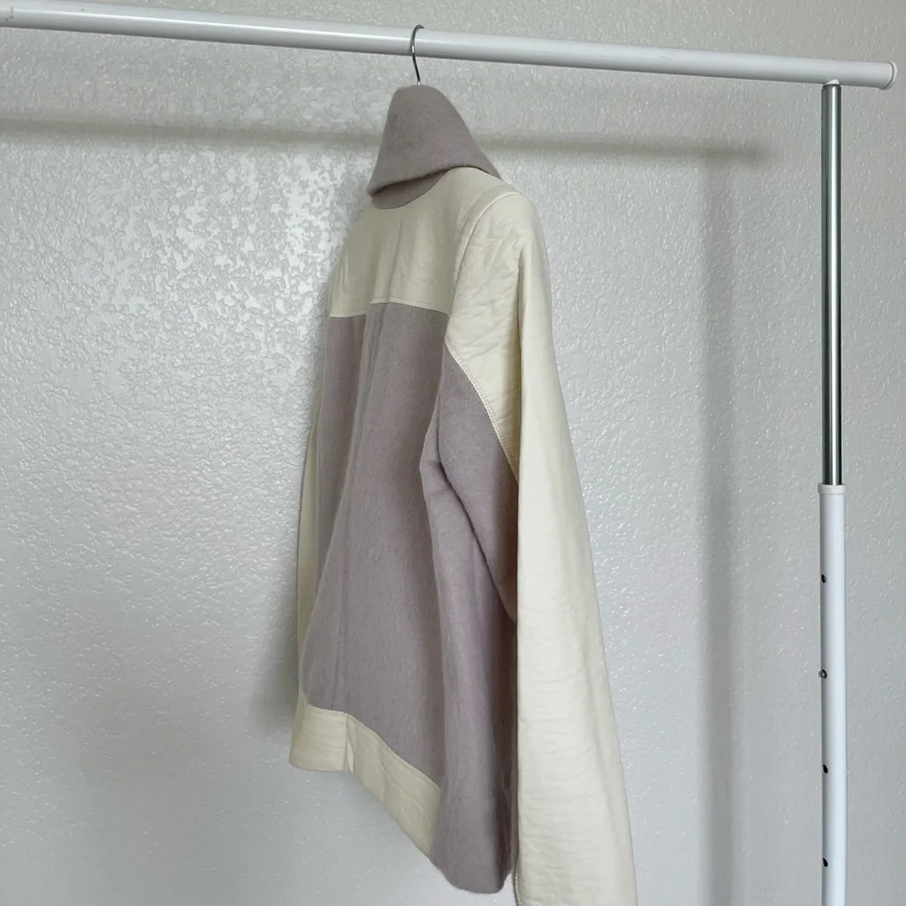 Cream leather & lavender cotton leaver jacket - Picture 5 of 13